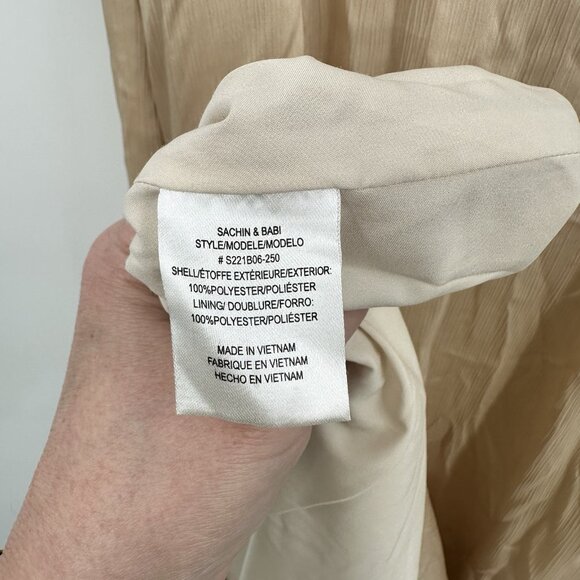 SACHIN & BABI chelsea crinkle dress gown one shoulder satin champagne evening 6 - Picture 10 of 10